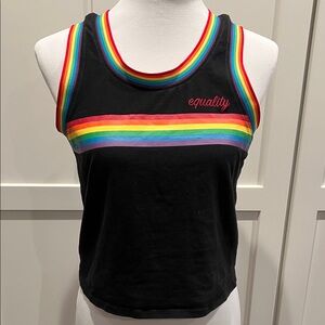 Hot Topic Black Tank Top with Rainbow Accents Size S